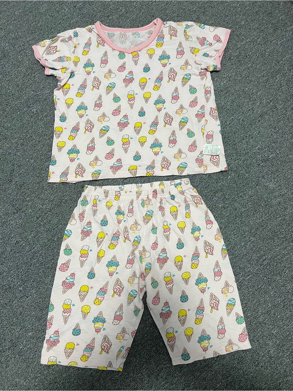 Girls' Pink Ice Cream Print Pajama Set
